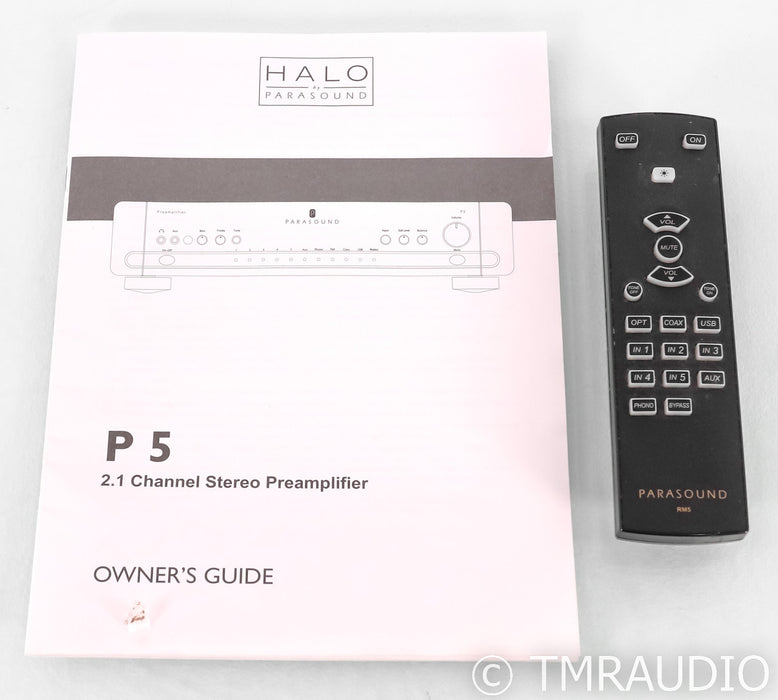 Parasound Halo P5 2.1 Channel Preamplifier; Silver; Remote; MM / MC Phono