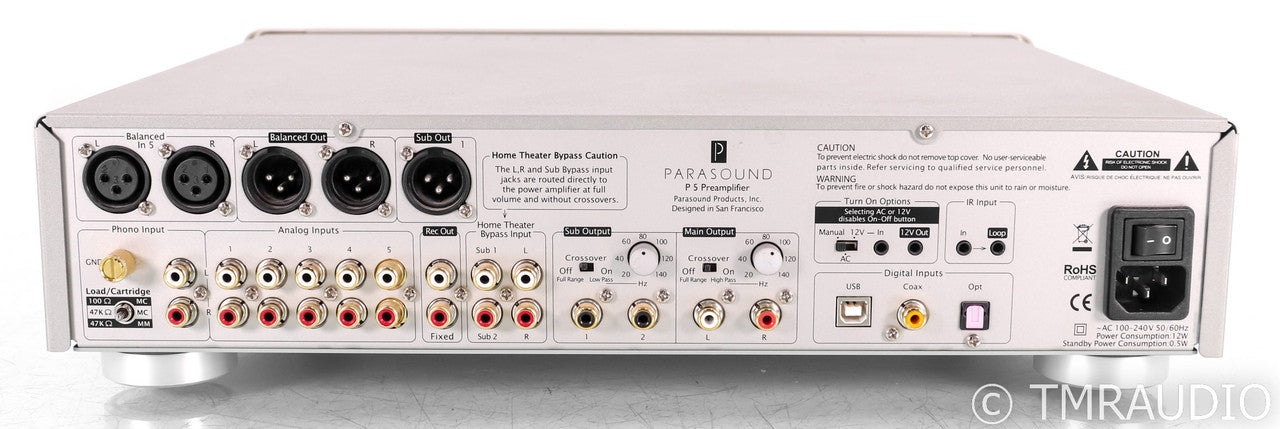 Parasound Halo P5 2.1 Channel Preamplifier; Silver; Remote; MM / MC Phono