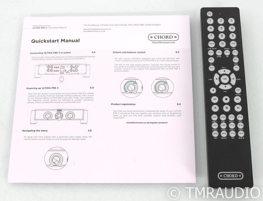 Chord Electronics Ultima Pre 3 Stereo Preamplifier; Black (Open Box)
