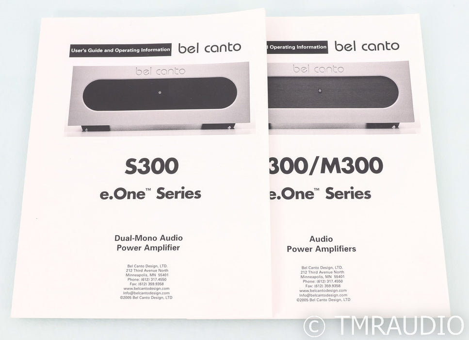 Bel Canto S300 Mono Power Amplifier; S-300; Silver Pair