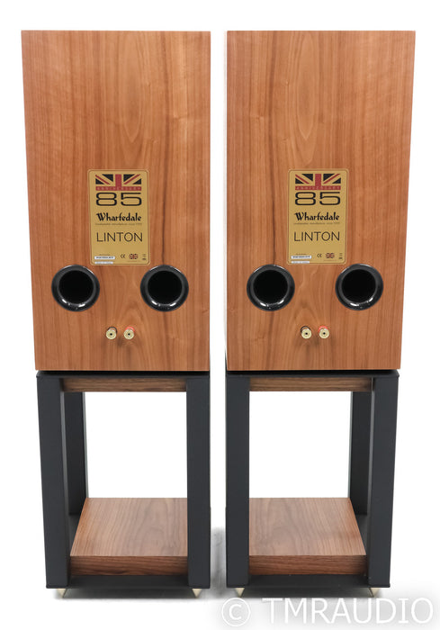 Wharfedale Linton 85th Anniversary Bookshelf Speakers; Walnut Pair w/ Stands