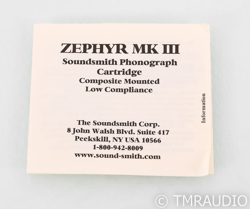 Soundsmith Zephyr MkIII Moving Iron Phono Cartridge; MI; Mark 3