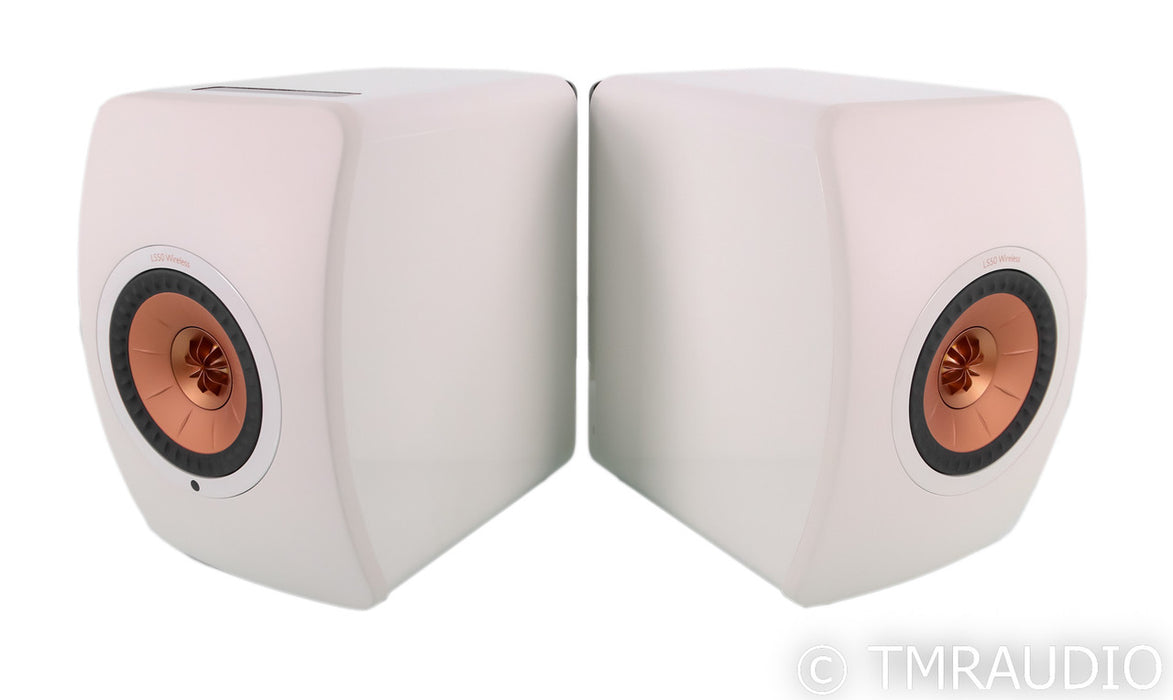 KEF LS50 Wireless Bookshelf Speakers; White / Copper Pair; LS50W; Remote
