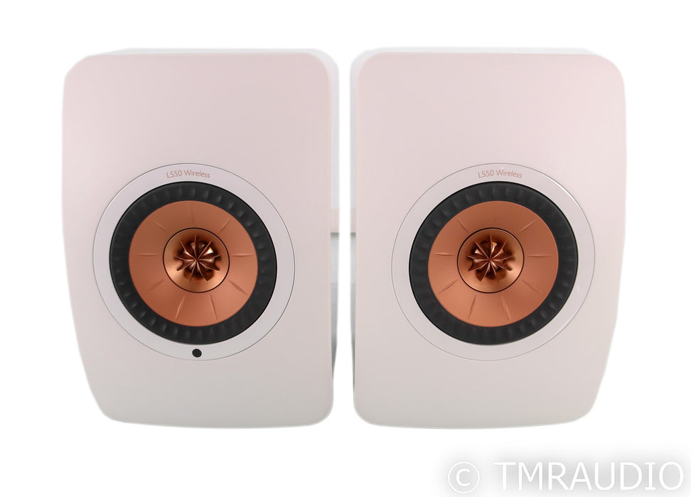 KEF LS50 Wireless Bookshelf Speakers; White / Copper Pair; LS50W; Remote