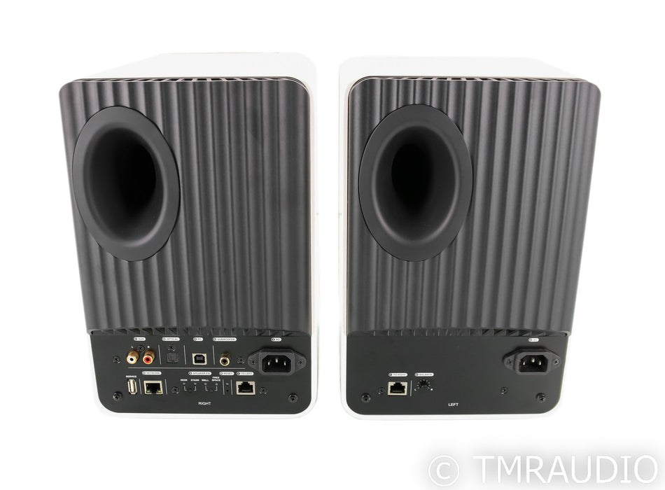 KEF LS50 Wireless Bookshelf Speakers; White / Copper Pair; LS50W; Remote