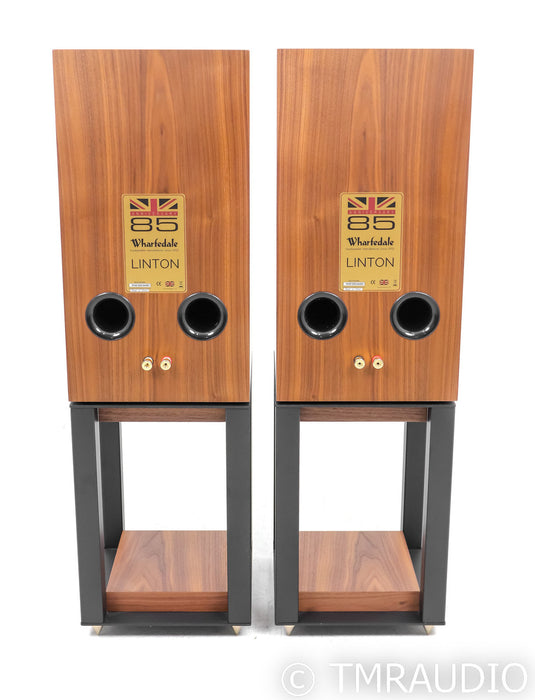 Wharfedale Linton 85th Anniversary Bookshelf Speakers; Walnut Pair w/ Stands