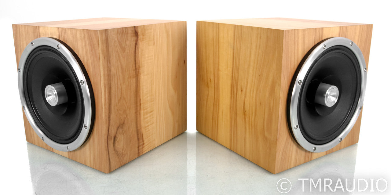 Zu Audio Custom Cube Bookshelf Speakers; Natural Hickory Pair