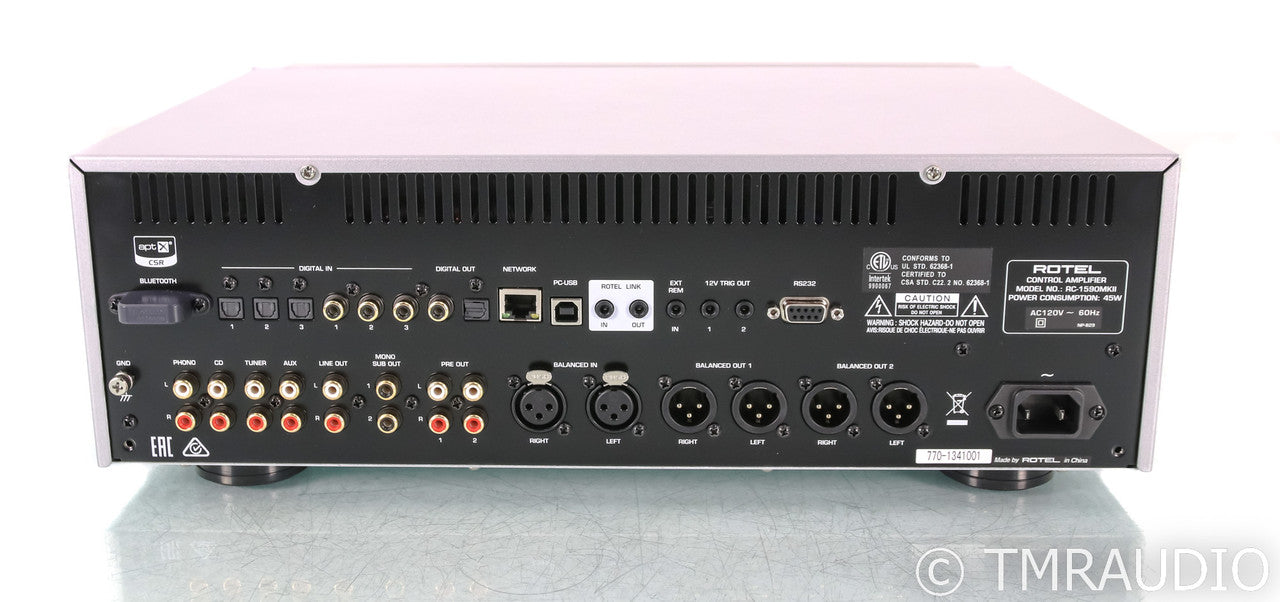 Rotel RC-1590MkII Stereo Preamplifier; RC1590; Remote; Silver; MM Phono