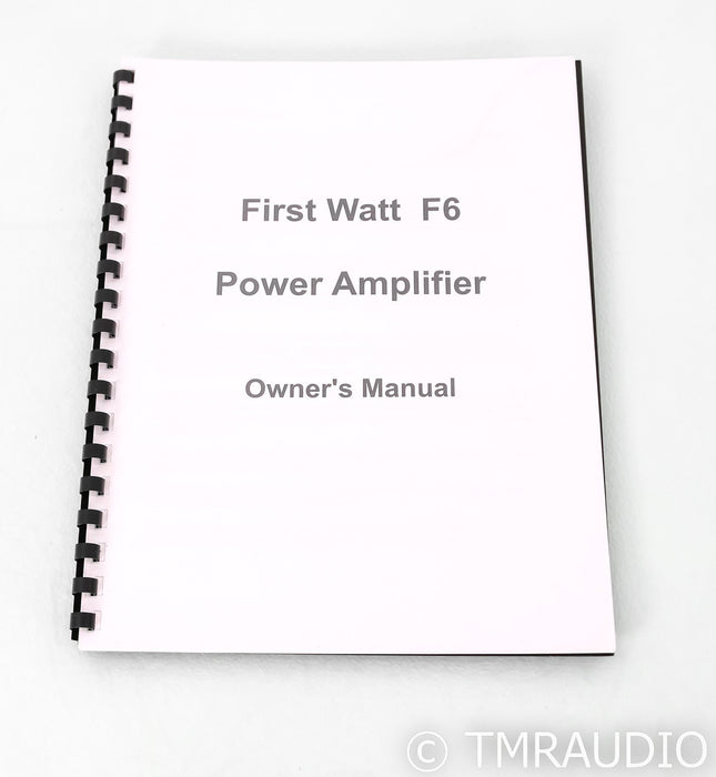 First Watt F6 Stereo Power Amplifier; F-6