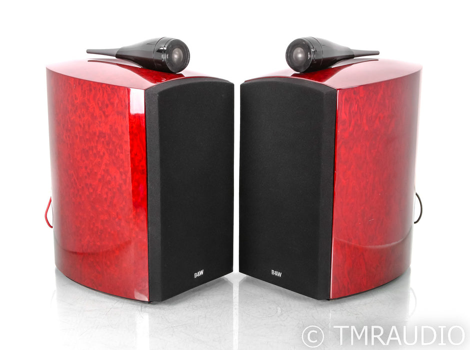 B&W Signature 805 Bookshelf Speakers; Red Birds Eye Maple Pair