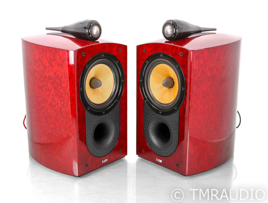 B&W Signature 805 Bookshelf Speakers; Red Birds Eye Maple Pair