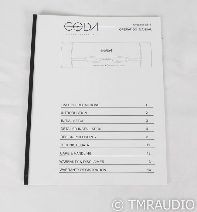 Coda S5.5 Stereo Power Amplifier; S-5.5