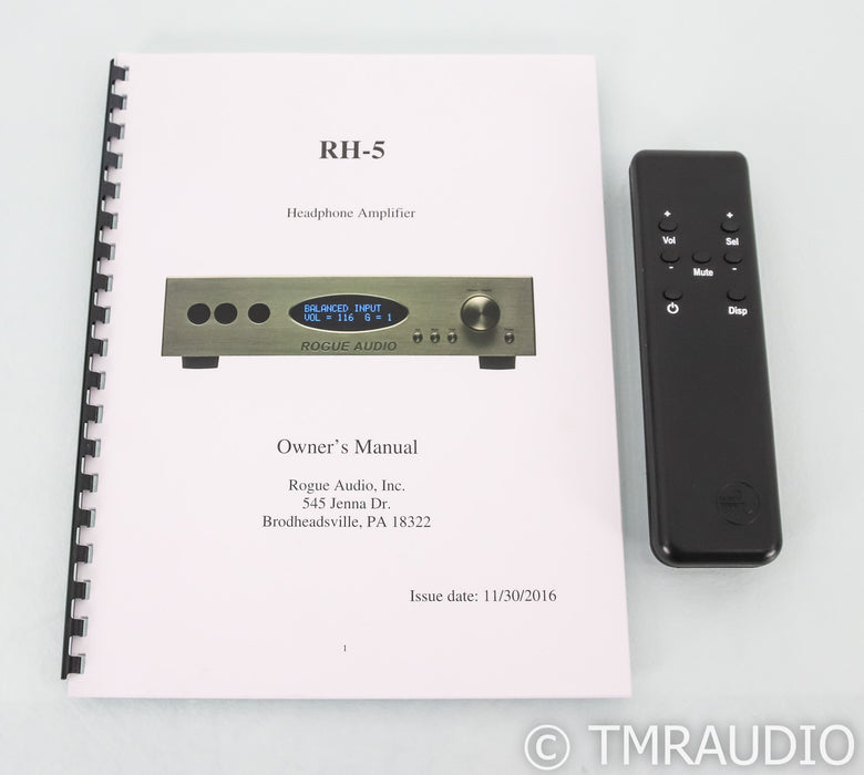 Rogue Audio RH-5 Tube Hybrid Headphone Amplifier; Silver; Remote