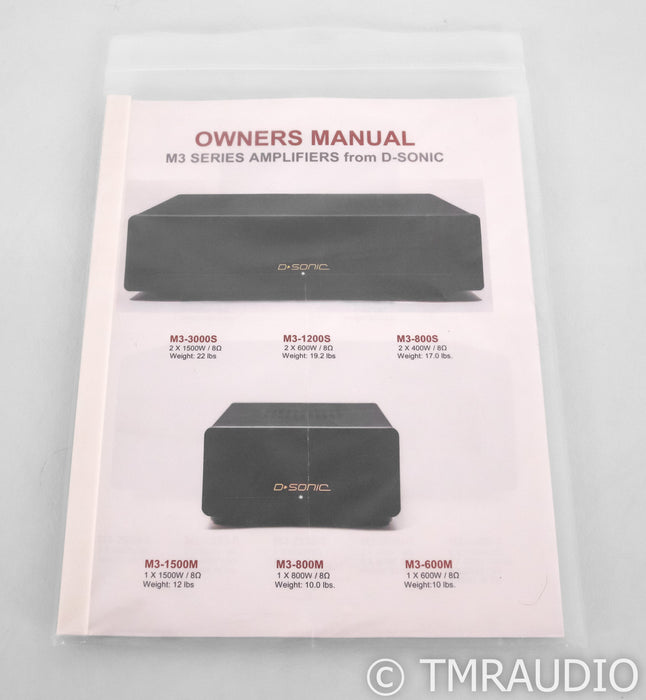 D-Sonic M3-1500M Mono Power Amplifiers; M31500M; Black Pair
