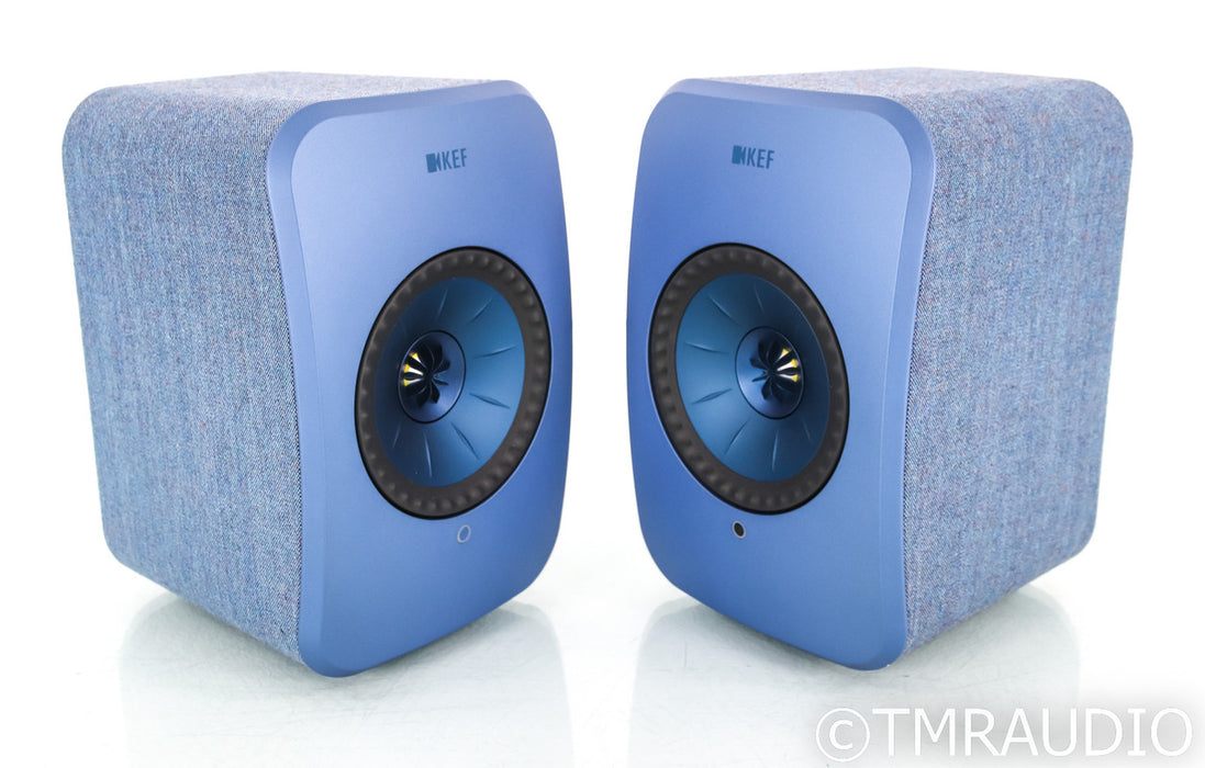 KEF LSX Wireless Powered Bookshelf Speakers; Blue Pair