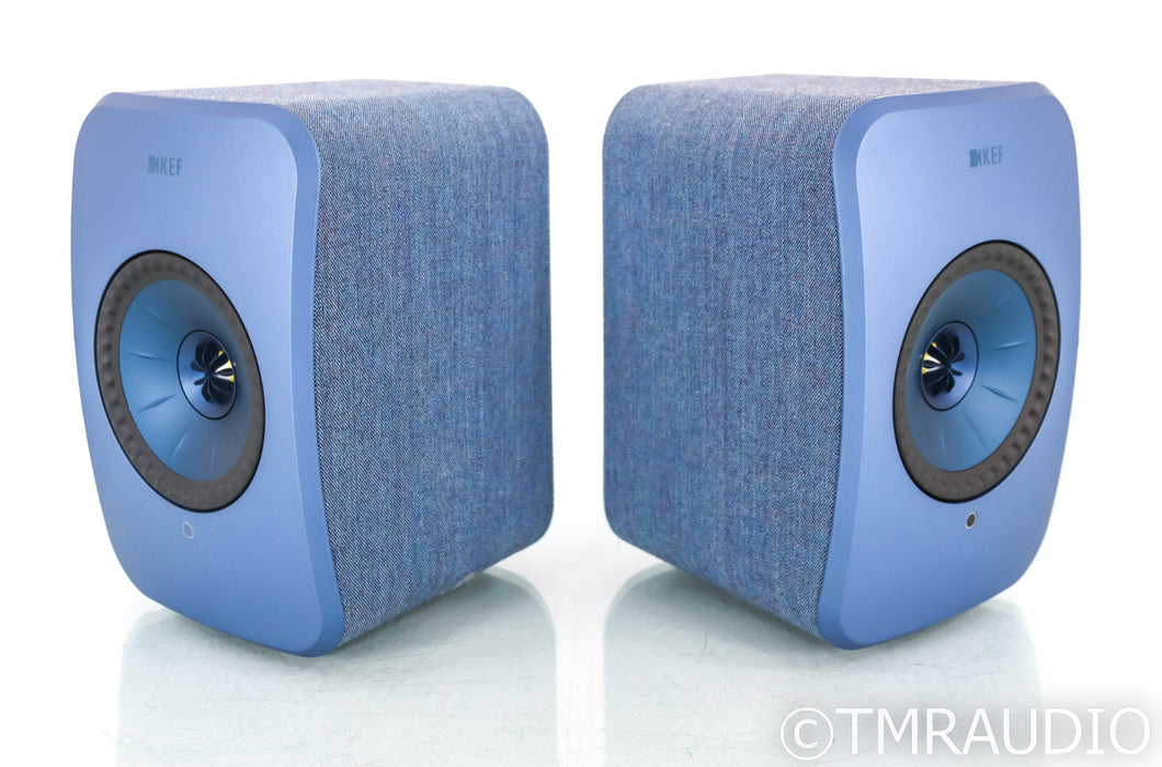 KEF LSX Wireless Powered Bookshelf Speakers; Blue Pair