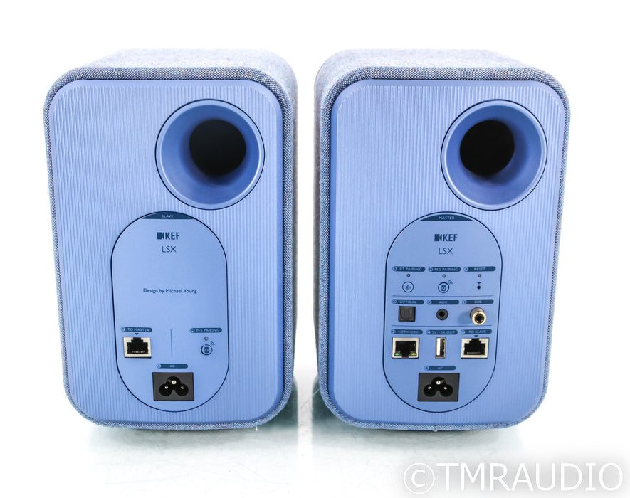 KEF LSX Wireless Powered Bookshelf Speakers; Blue Pair