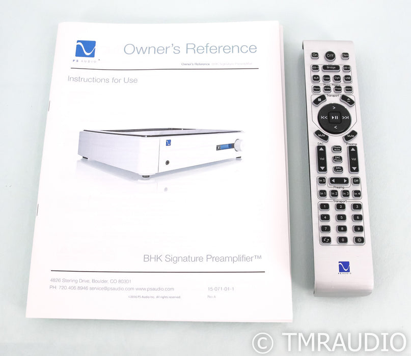 PS Audio BHK Signature Stereo Tube Hybrid Preamplifier; Remote; Manual, Silver