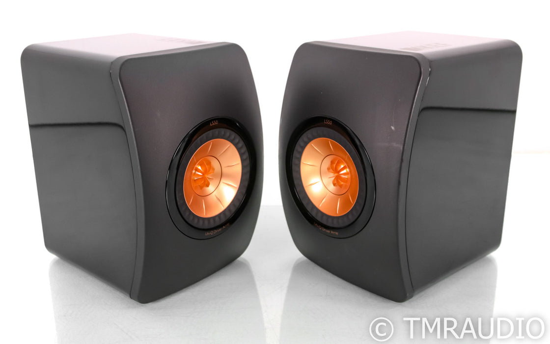 KEF LS50 Bookshelf Speakers; Black & Copper Pair