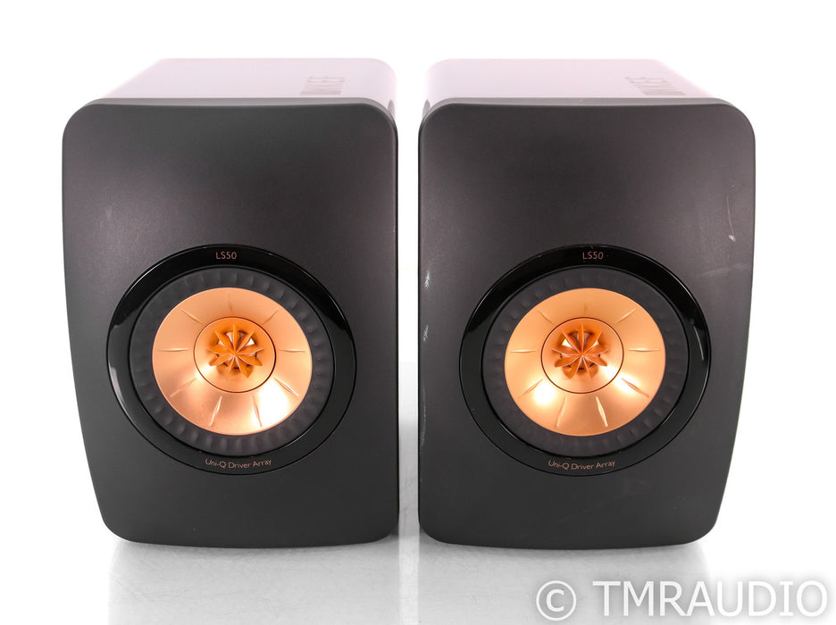 KEF LS50 Bookshelf Speakers; Black & Copper Pair