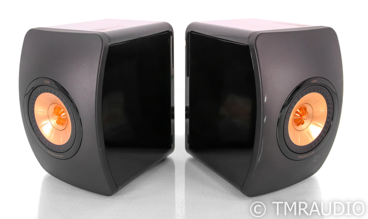 KEF LS50 Bookshelf Speakers; Black & Copper Pair