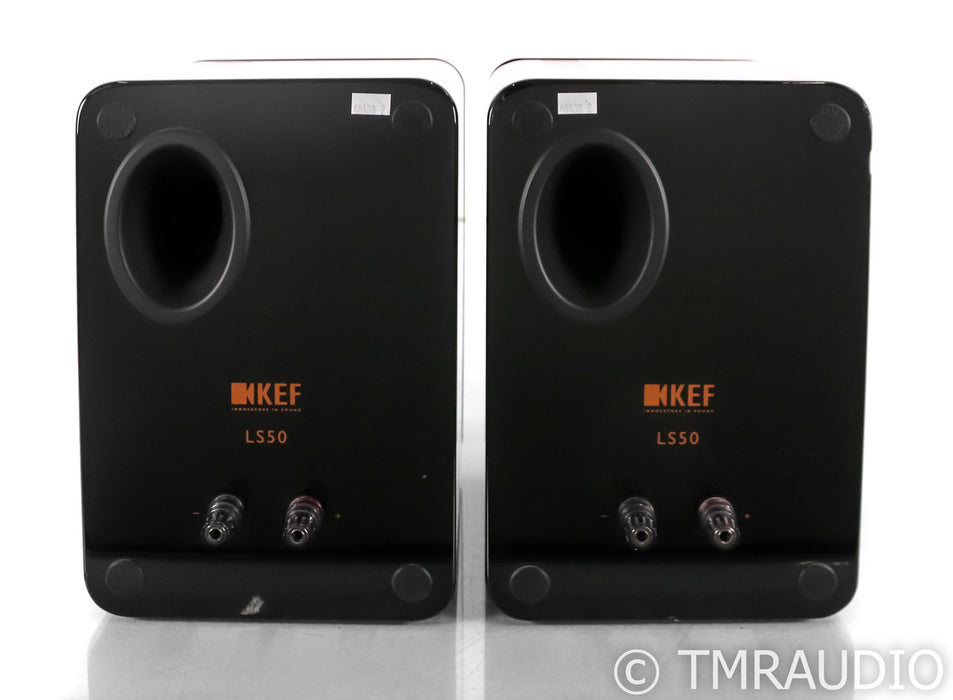 KEF LS50 Bookshelf Speakers; Black & Copper Pair