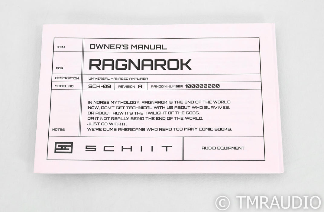 Schiit Ragnarok Stereo Integrated Amplifier; Silver