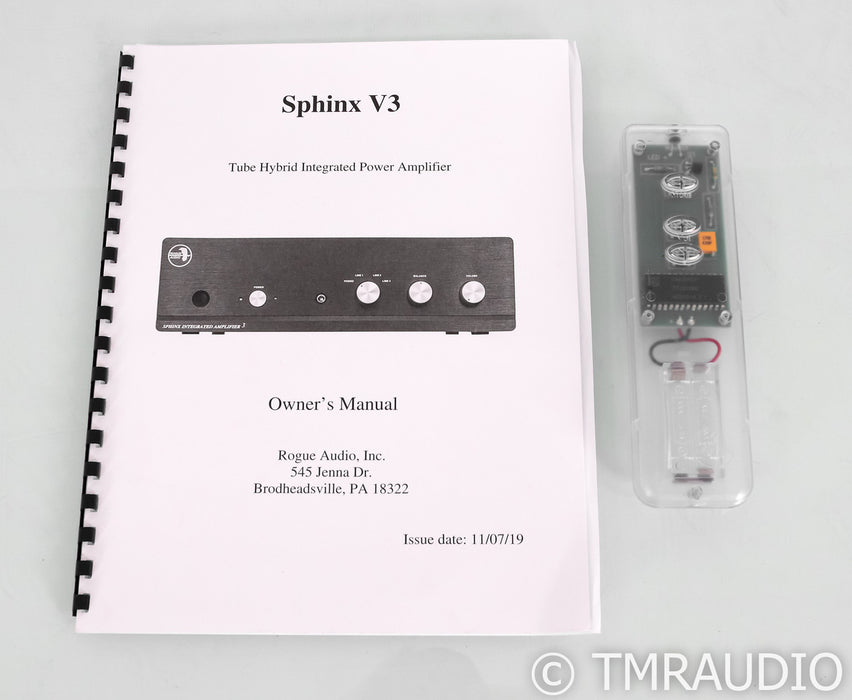 Rogue Audio Sphinx V3 Stereo Tube Hybrid Integrated Amplifier; Black;MM/MC Phono