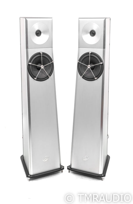 YG Acoustics Carmel Floorstanding Speakers; Brushed Aluminum Pair