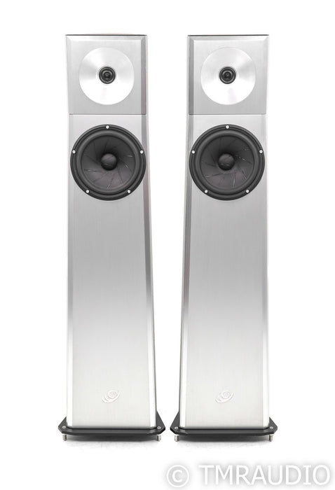 YG Acoustics Carmel Floorstanding Speakers; Brushed Aluminum Pair