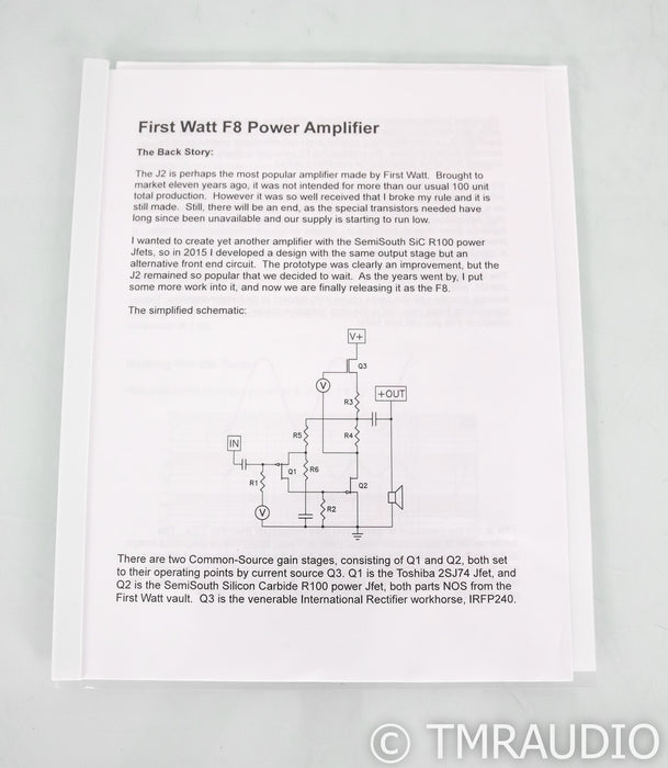 First Watt F8 Stereo Power Amplifier; F-8