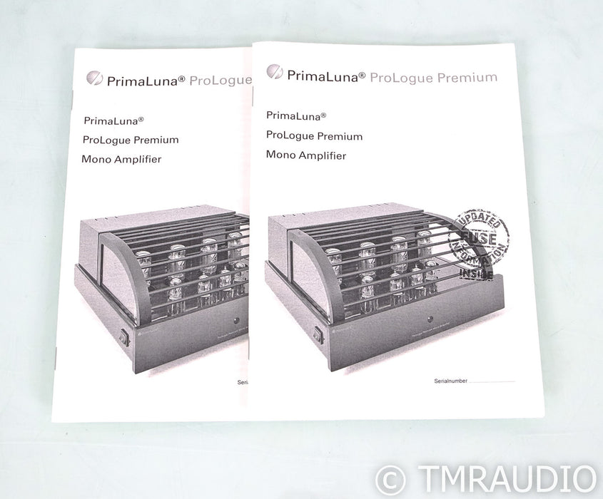 PrimaLuna ProLogue Premium Mono Tube Power Amplifier; Black Pair