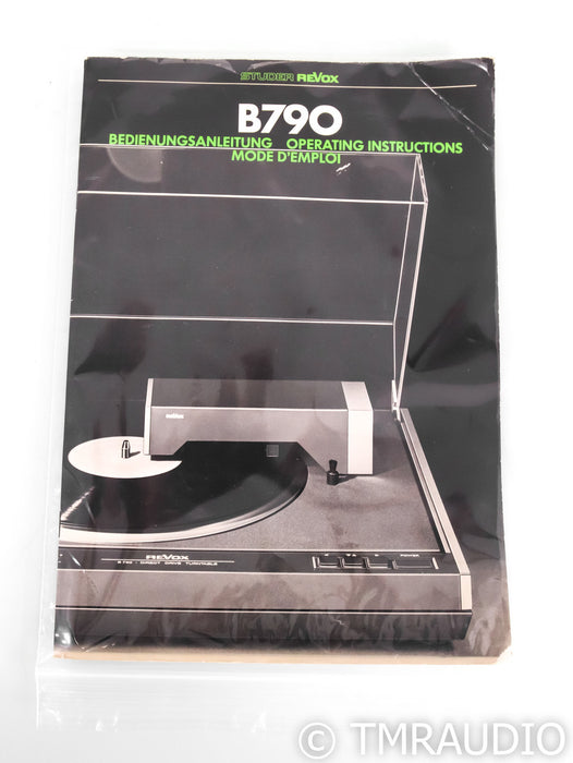 Revox B790 Vintage Tangential Tracking Turntable; Sumiko Talisman S MC Cartridge