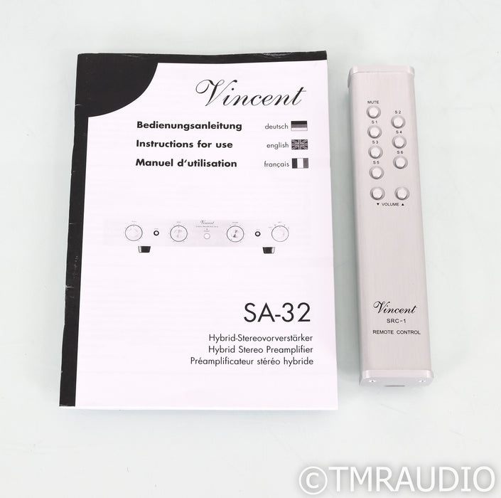 Vincent Audio SA-32 Stereo Tube Hybrid Preamplifier; SA32; Remote; Black