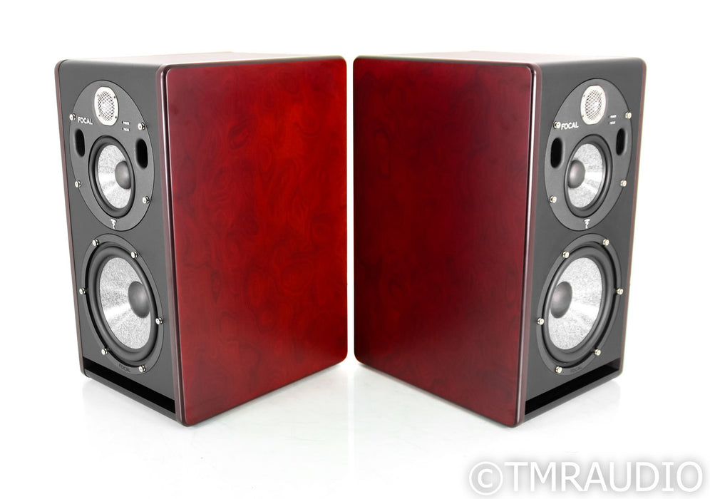 Focal Trio6 BE Bookshelf Speakers; Dark Red Natural Burr-ash Pair