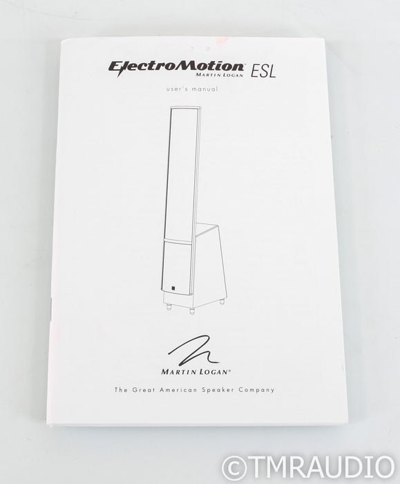 Martin Logan ElectroMotion ESL Floorstanding Speakers; Matte Black Pair