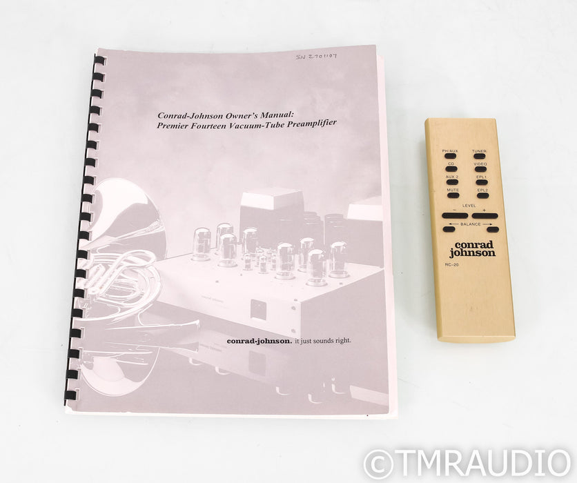 Conrad Johnson Premier Fourteen Stereo Tube Preamplifier; Prem 14; Remote