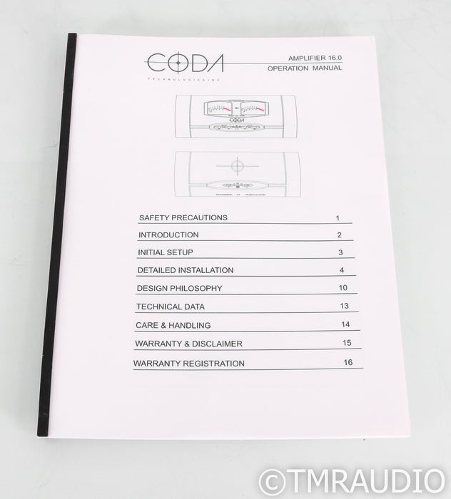 Coda 16 Stereo Power Amplifier; Sixteen; Silver