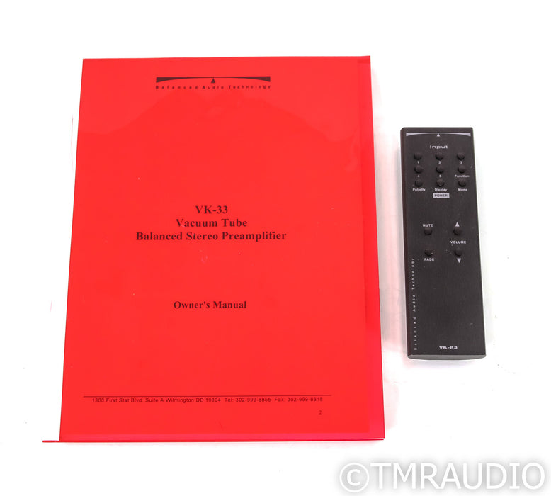 BAT VK-33 Stereo Tube Preamplifier; Remote; Black; VK33