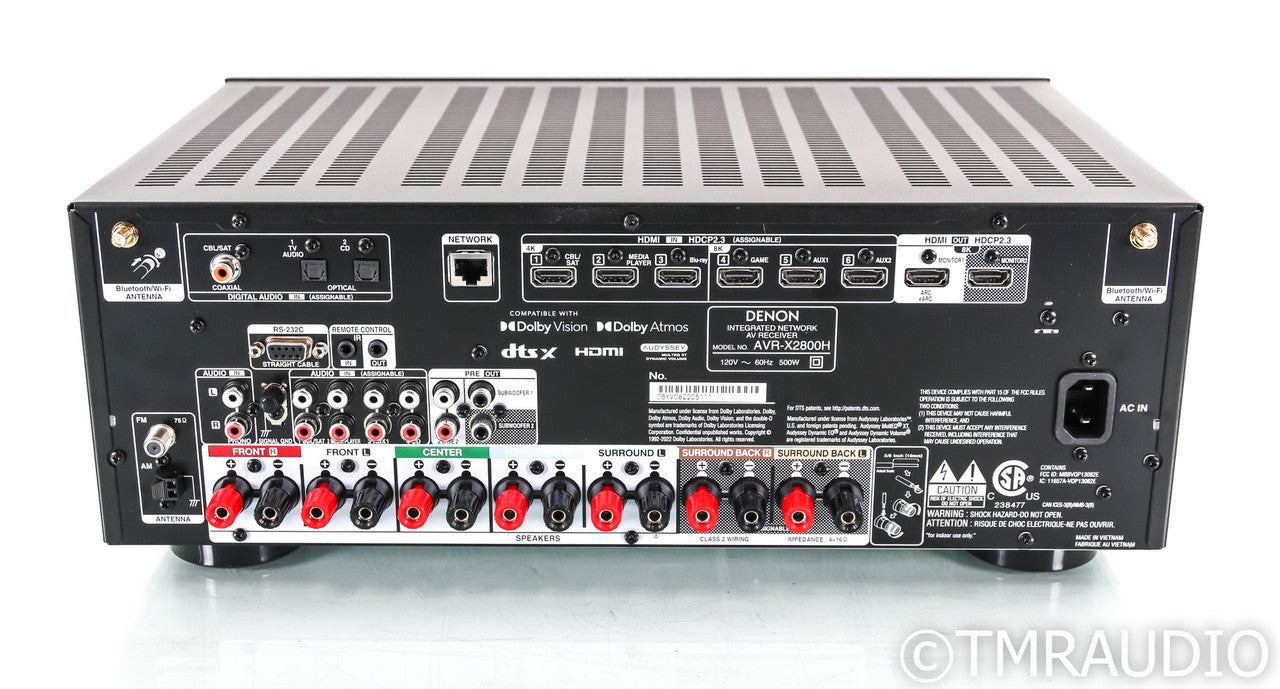 Denon AVR-X2800H 7.1 Channel Home Theater Receiver; Remote; MM Phono; AVRX2800H