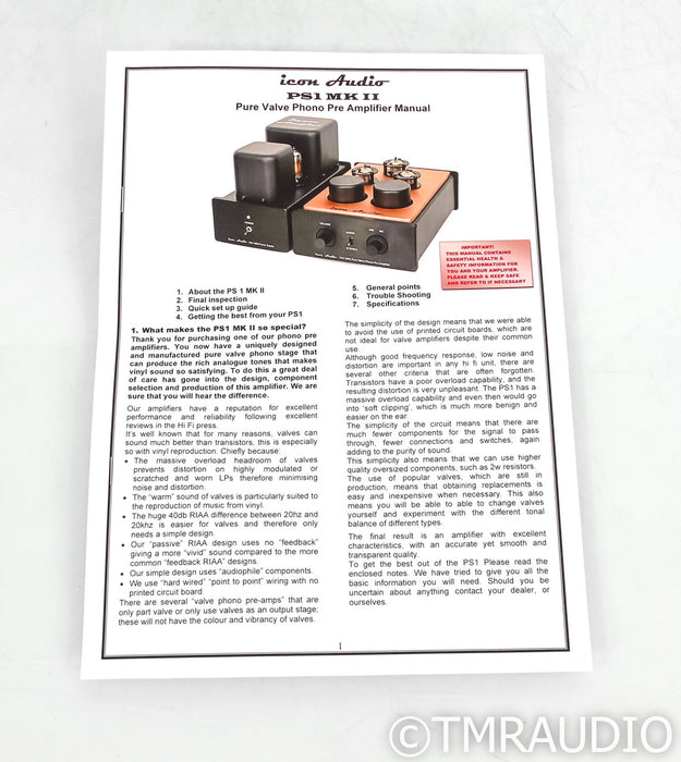 Icon Audio PS1 MkII MM / MC Tube Phono Preamplifier