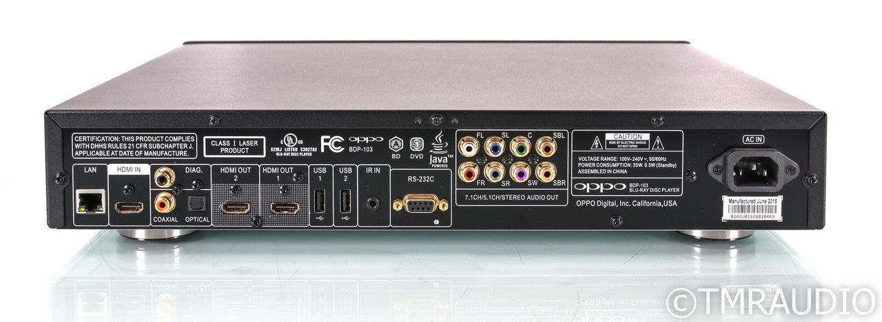 Oppo BDP-103 Universal Disc Player; Remote; CD / SACD / DVD / Blu-Ray