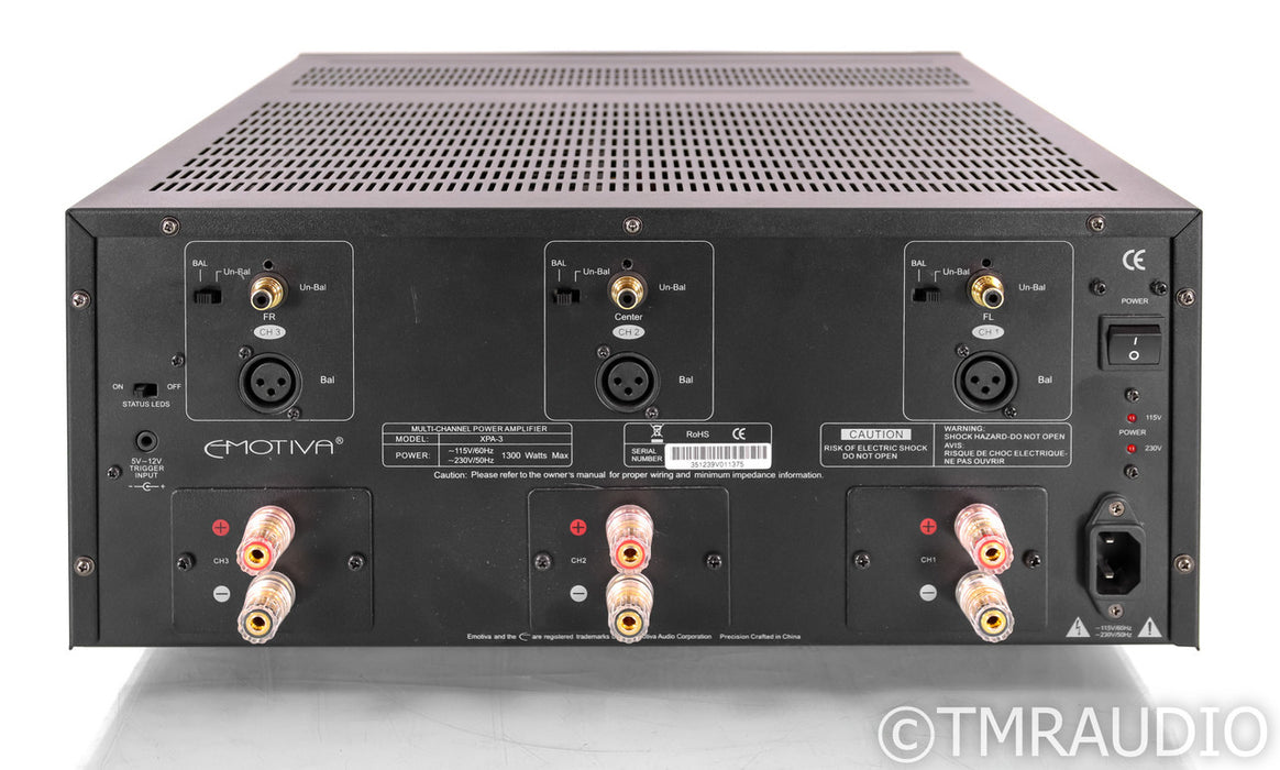 Emotiva XPA-3 Three Channel Power Amplifier; Gen 1; XPA3; Black