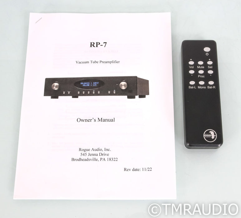 Rogue Audio RP-7 Stereo Tube Preamplifier; Remote; Black; RP7