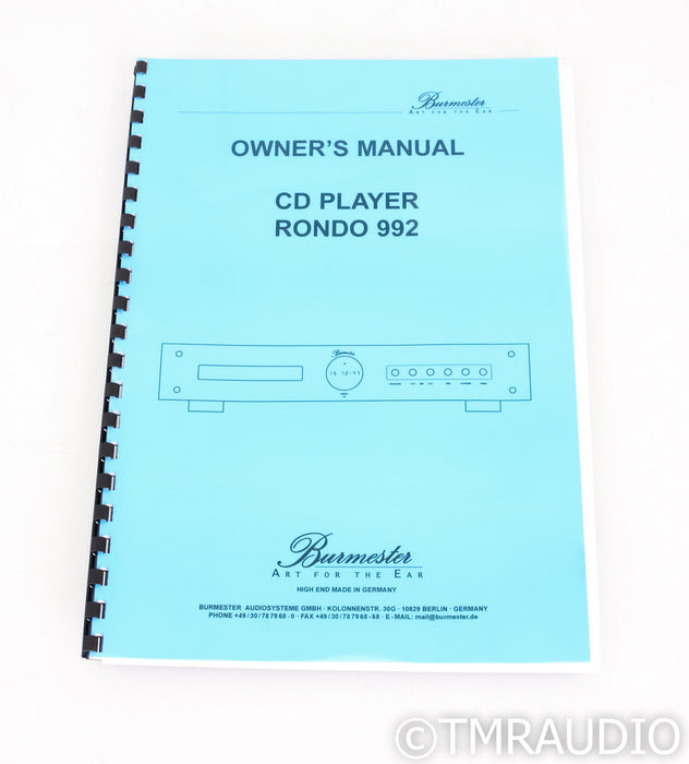 Burmester 992 CD Player; Silver (No Remote)