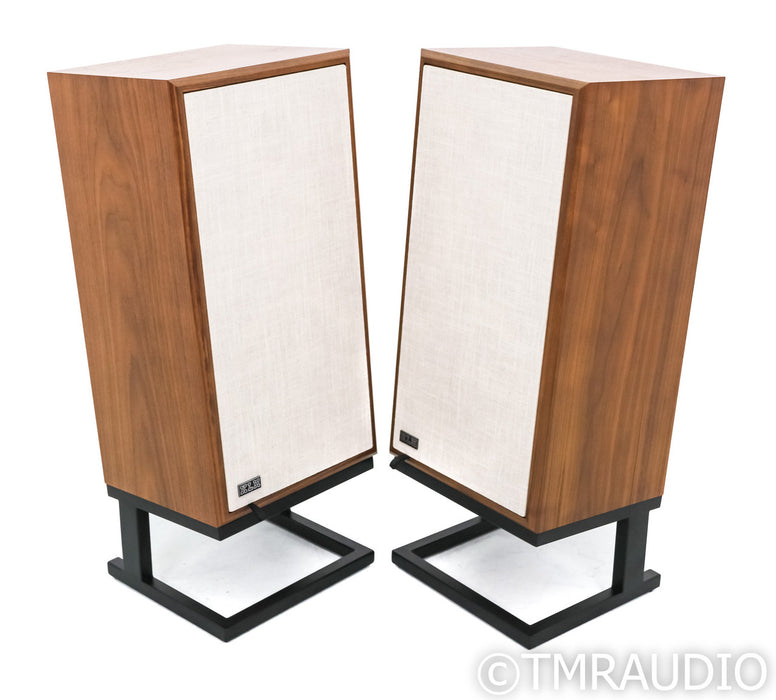KLH Model Five Bookshelf Speakers; English Walnut Pair with Stands