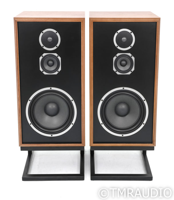 KLH Model Five Bookshelf Speakers; English Walnut Pair with Stands