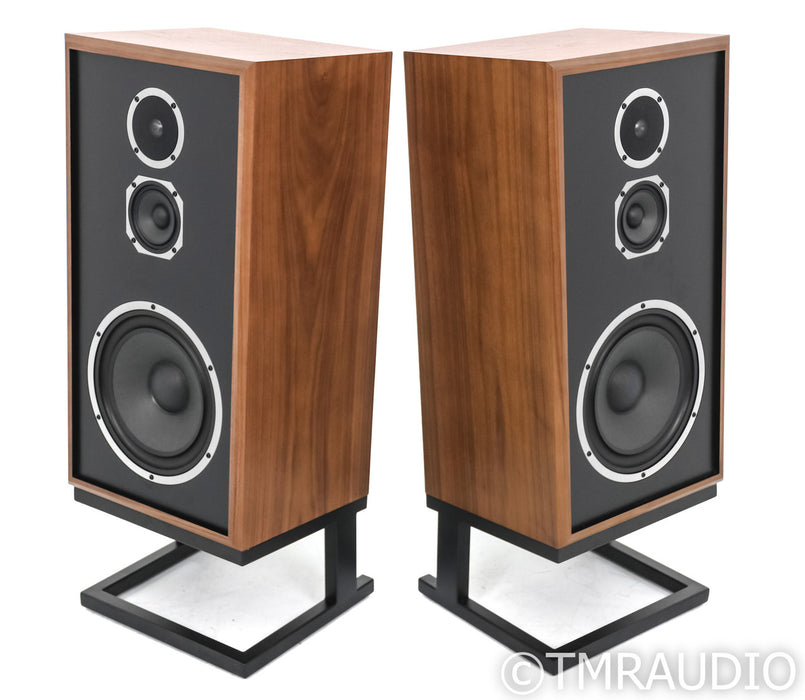 KLH Model Five Bookshelf Speakers; English Walnut Pair with Stands