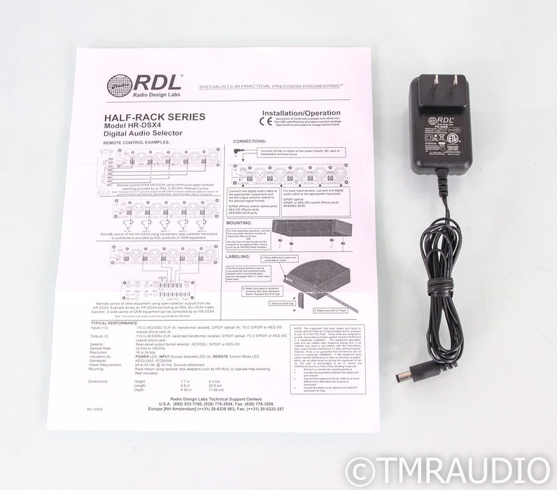 RDL HR-DSX4 Digital Audio Switch; HRDSX4; D/D Converter; PS-24AS PS