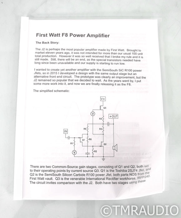 First Watt F8 Stereo Power Amplifier; F-8